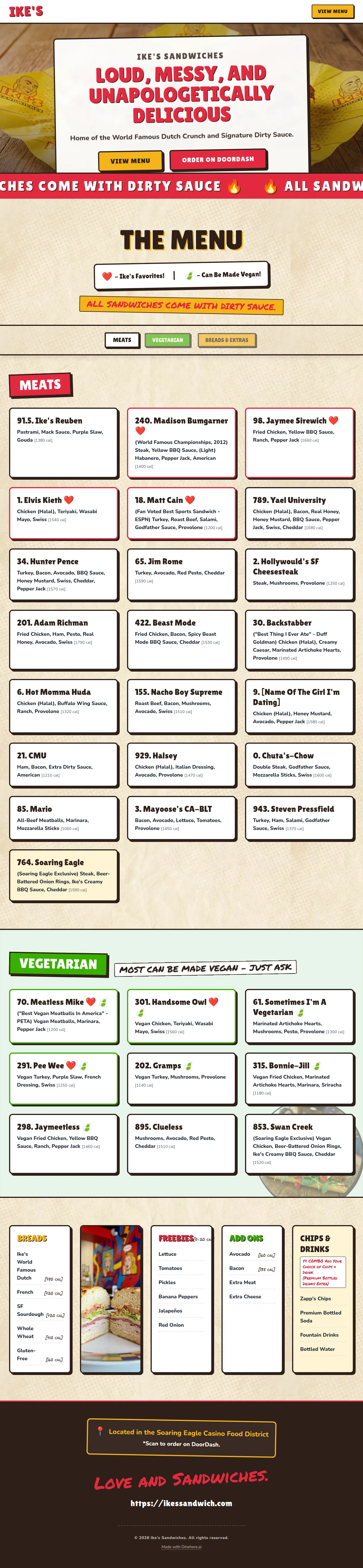 Desktop preview of ike-s-sandwiches.dinehere.ai