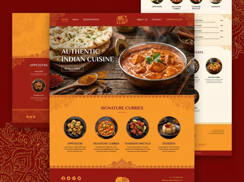 Spice Palace restaurant website example - Indian Cuisine cuisine