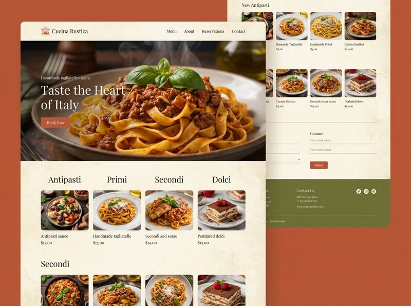 La Trattoria restaurant website example - Italian Cuisine cuisine