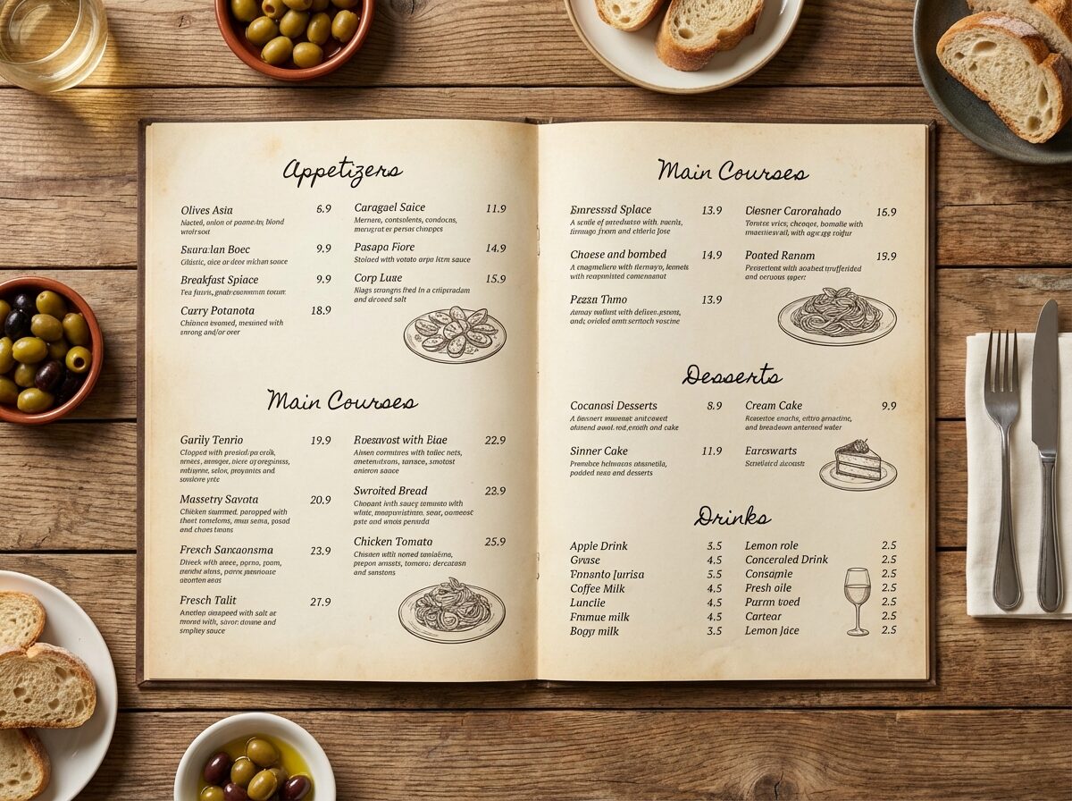 Original restaurant menu photo before AI processing