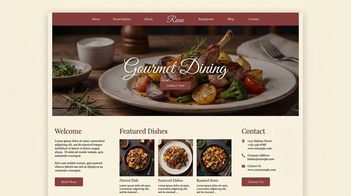 AI-generated restaurant website preview on mobile showing professional design